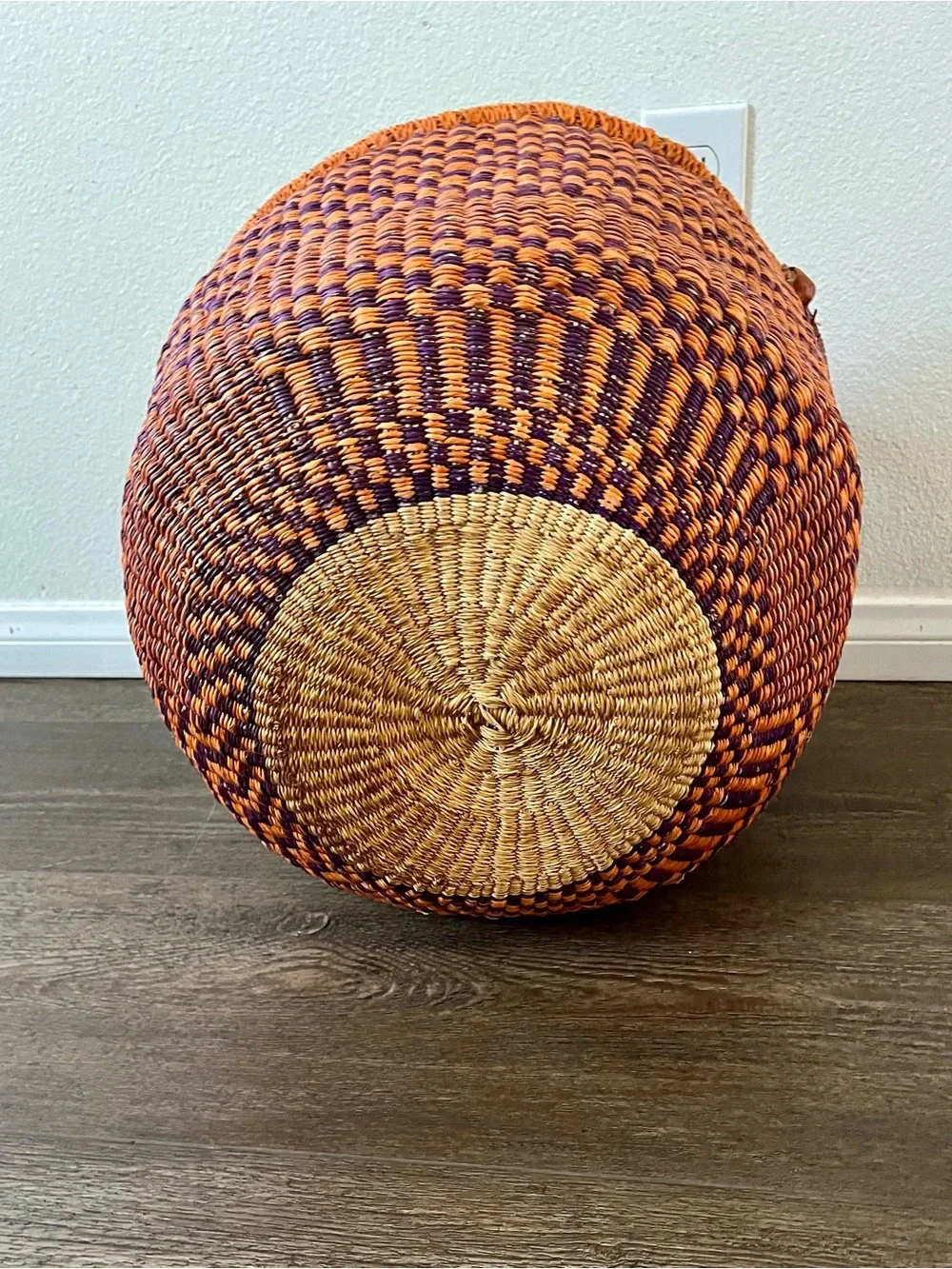 Handwoven Purple and Orange Market Basket - Home Accents